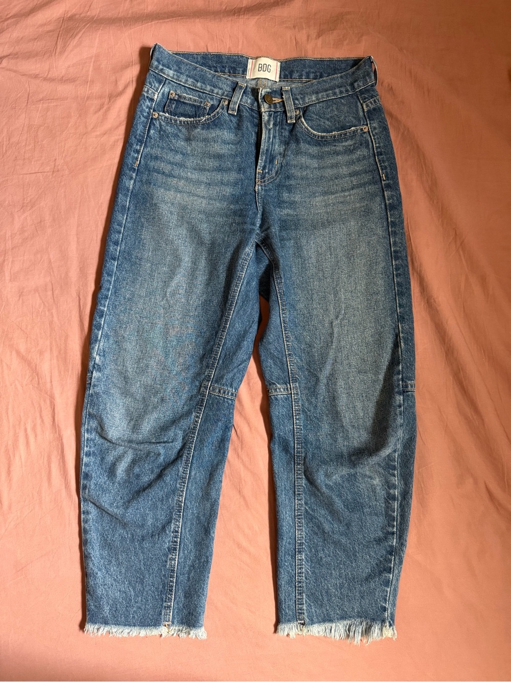 BDG Women’s Cropped Taper Barrel Blue Jeans